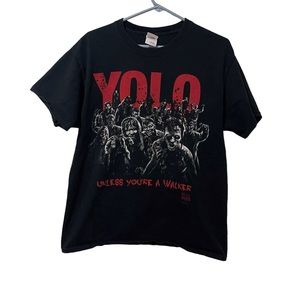 Walking Dead Shirt Men Large Black Cotton Zombies Movie‎ Fruit Of The Loom Tee